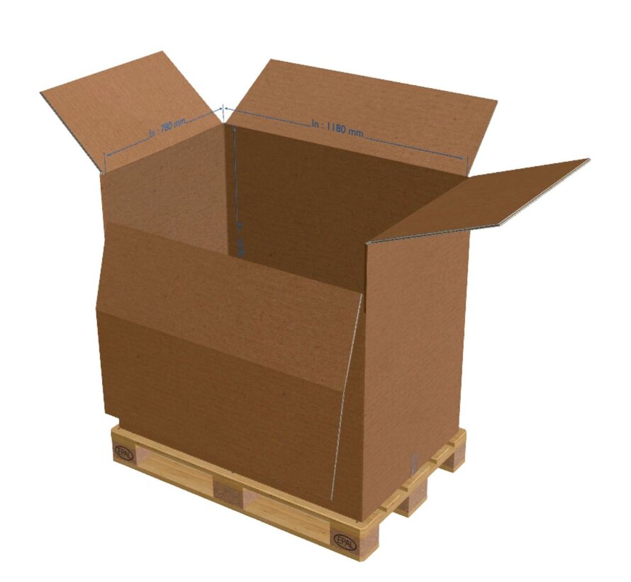 Palletdozen 1200 x 800 x 1100 mm - Voorzien van laadklep - Pallet met 80 stuks