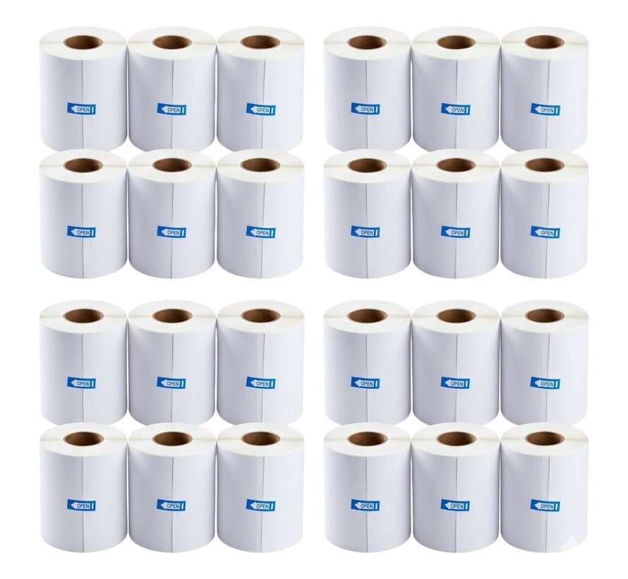 Verzendetiketten 102 x 150 mm - 300 Labels / Rol - Kern 25 mm - Per doos met 48 rollen