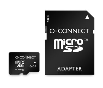 Integral Q-CONNECT microSD geheugenkaart, met SD-adaptor, 64 GB