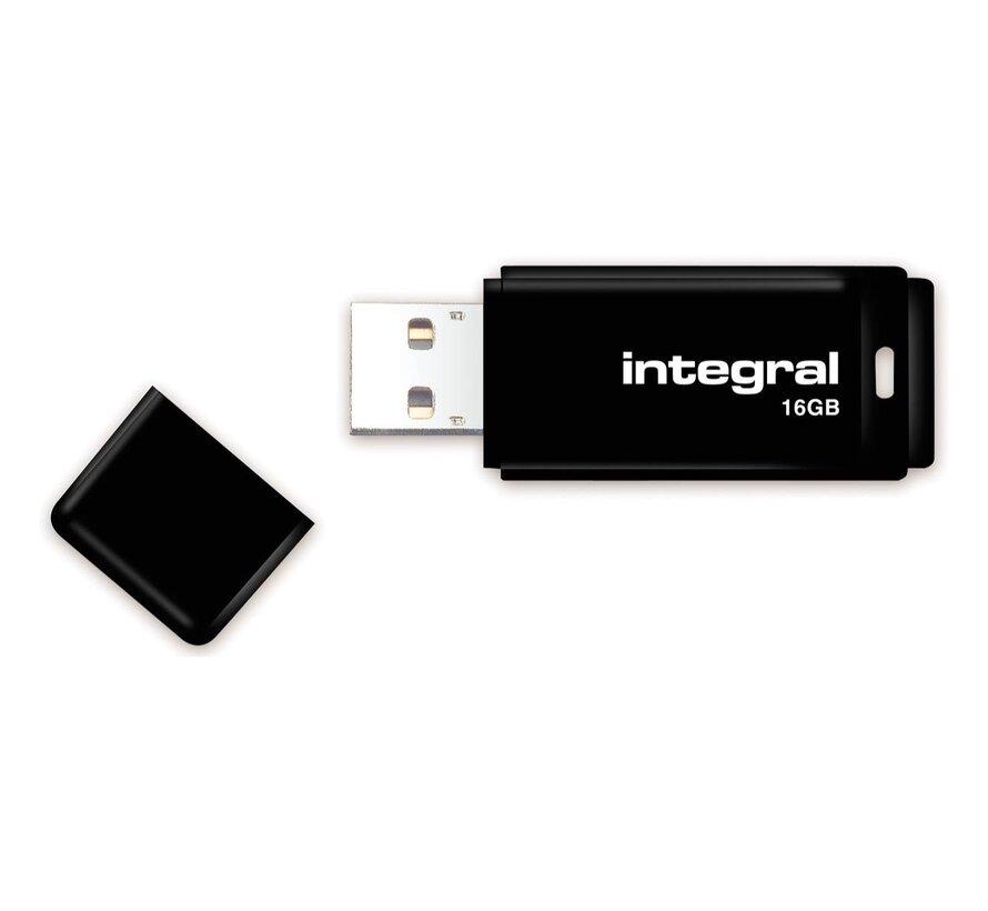 Integral USB 2.0-stick 16GB - zwart - per stuk