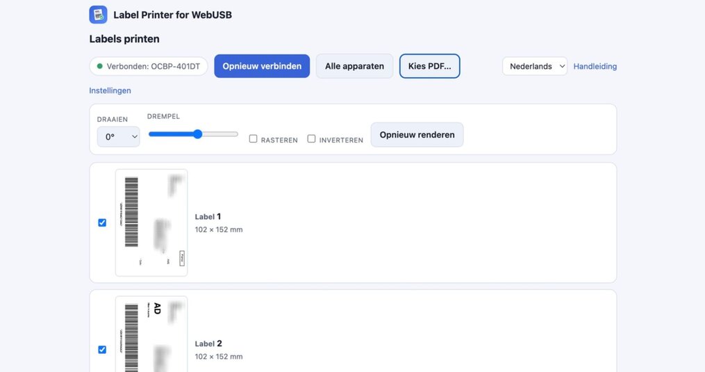 Labels printen vanuit Shopify via Chrome of Edge: gratis LabelJet-extensie