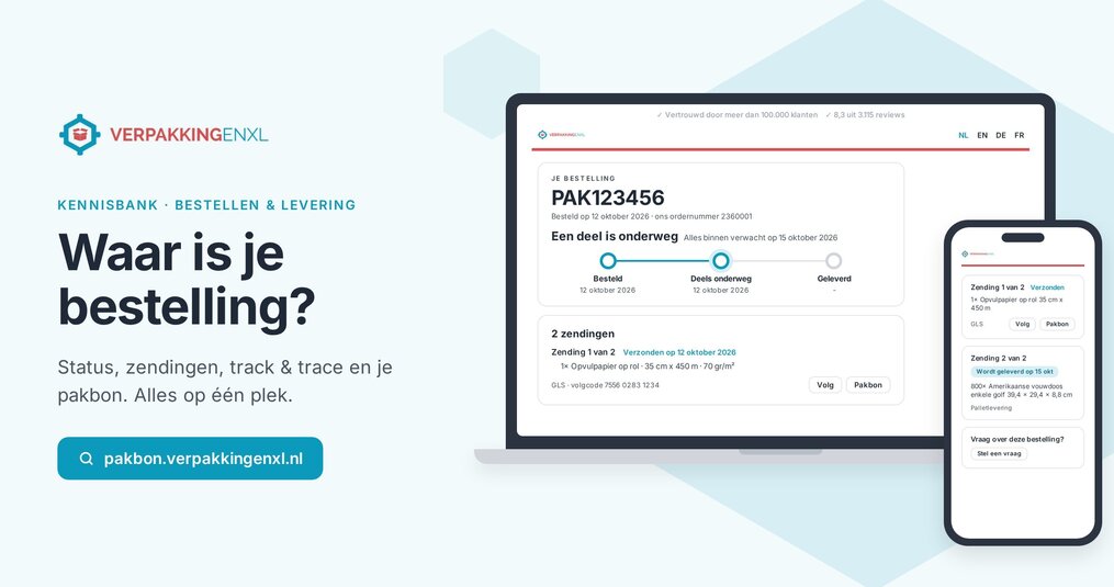 Pakbonpagina VerpakkingenXL: volg je bestelling live