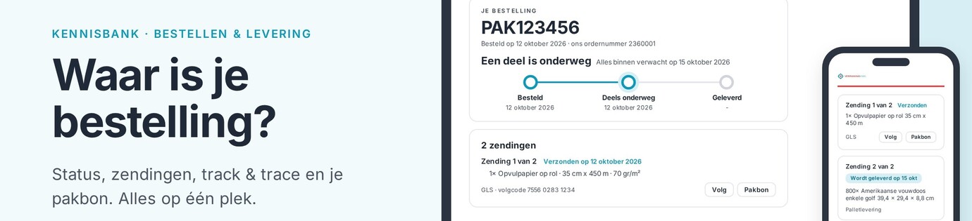 Pakbonpagina VerpakkingenXL: volg je bestelling live
