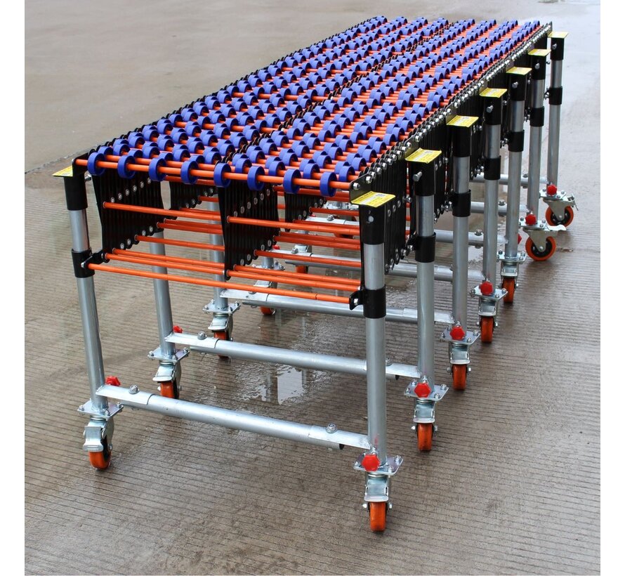 Flexibele rollenbaan - uitschuifbaar 150-750 cm - 50 cm breed - tot 35 kg per doos