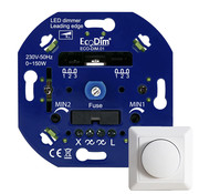 LED Inbouwdimmer - Universele Dimmer 0-150W Fase Afsnijding - Min/Max-stand - Inclusief afdekraam en draaiknop