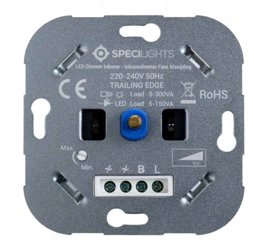 LED Dimmer Inbouw - Inbouwdimmer Fase Afsnijding - 5-150W - Druk- en Draaidimmer