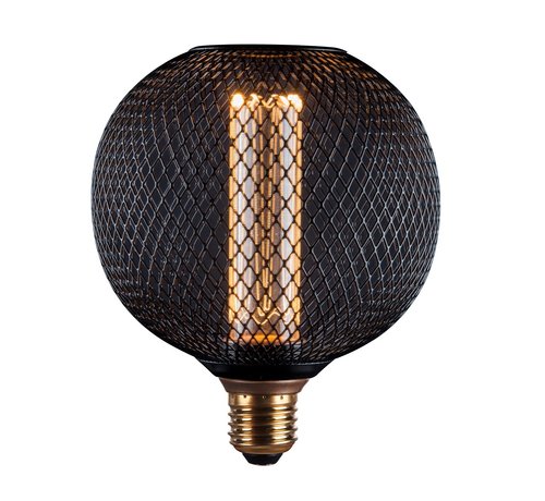 LED Cage Globe G125 - Dimbare lamp 3W E27 - Zwart metaal - LED Kooldraadlamp