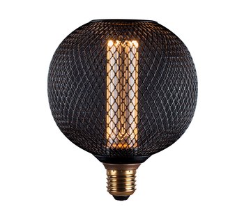 LED Cage Globe G125 - 3-Stap dimbare lamp 3W E27 - Zwart metaal - LED Kooldraadlamp