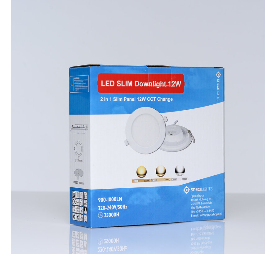 LED Downlight 12W Lichtkleur instelbaar - Zaaggat 150-160MM - CCT - Inbouw