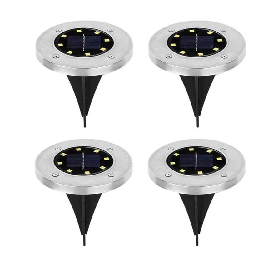 Solar LED Grondspots - Set van 4 stuks Tuinverlichting Spots - Padverlichting op Zonne Energie - Waterdicht en Milieuvriendelijk