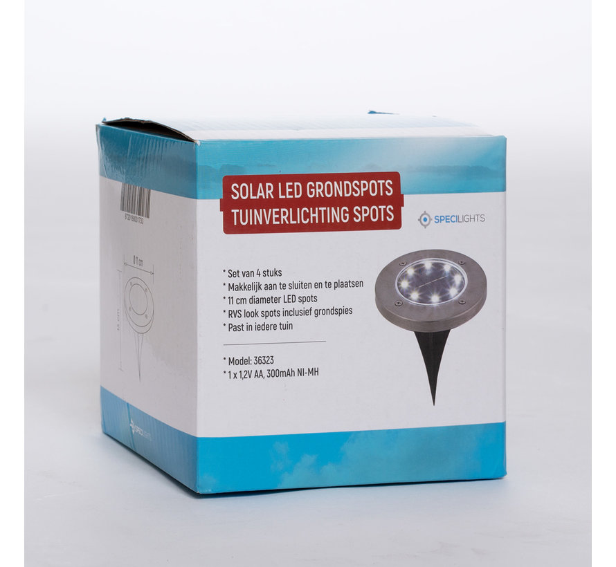 Solar LED Grondspots - Set van 4 stuks Tuinverlichting Spots - Padverlichting op Zonne Energie - Waterdicht en Milieuvriendelijk