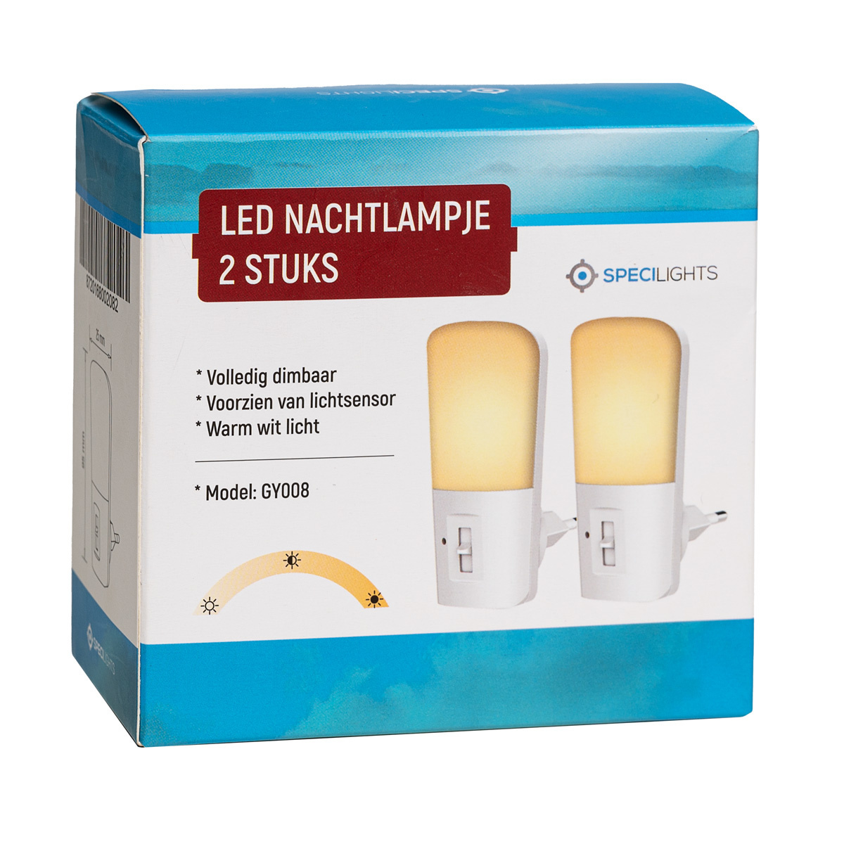 LED Nachtlampje Stopcontact stuks volledig dimbaar - van lichtsensor - Warm licht - LedlampshopXL