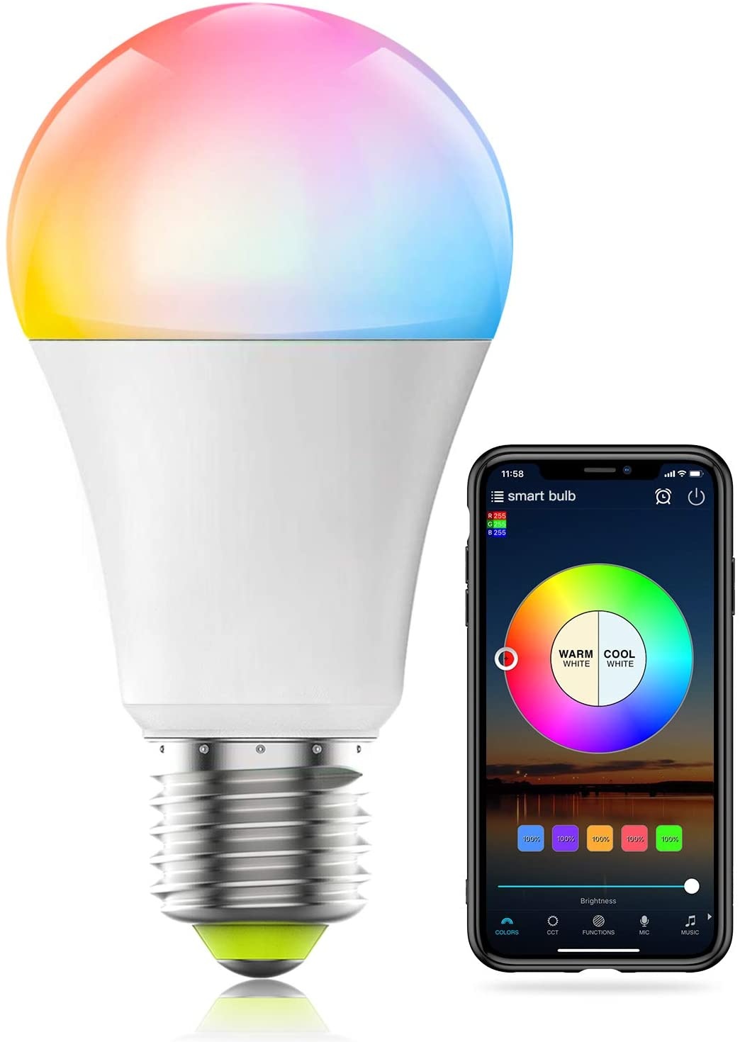 zondag Geschiktheid hefboom WiFi Smart RGB+CCT E27 LED Lamp - Dimbaar - 9W - 800 Lumen - Integratie  Google/Alexa Home - LedlampshopXL