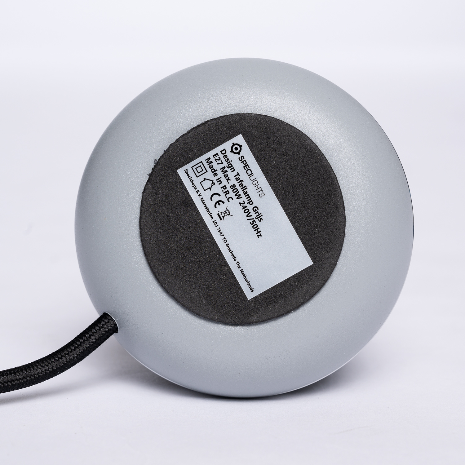Stier Cyclopen Facet Design Tafellamp Grijs - Zilveren Ring - E27 fitting met 1,5 meter kabel  met stekker en schakelaar - LedlampshopXL