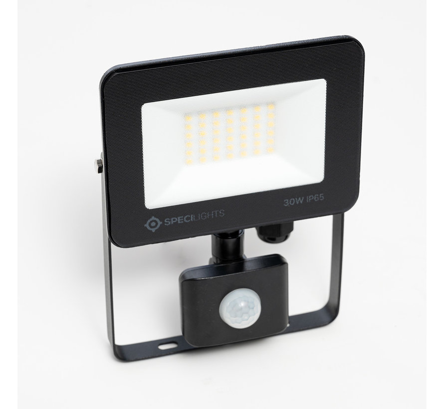 30W LED Bouwlamp met Sensor Zwart IP65 - 4000K - Ingebouwde IP68 connector