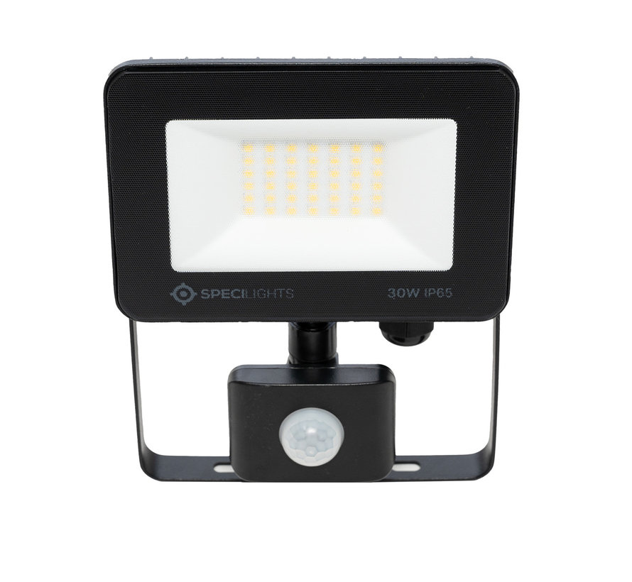 30W LED Bouwlamp met Sensor Zwart IP65 - 4000K - Ingebouwde IP68 connector