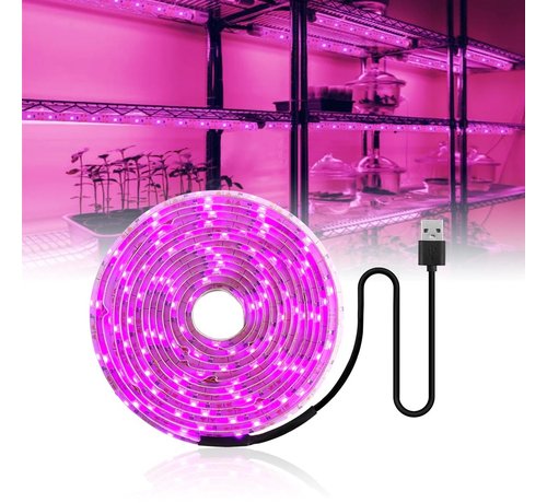 LED Strip Groeilamp 100 CM - LED kweeklamp met USB - IP65 Full Spectrum - Voorzien van plakstrip