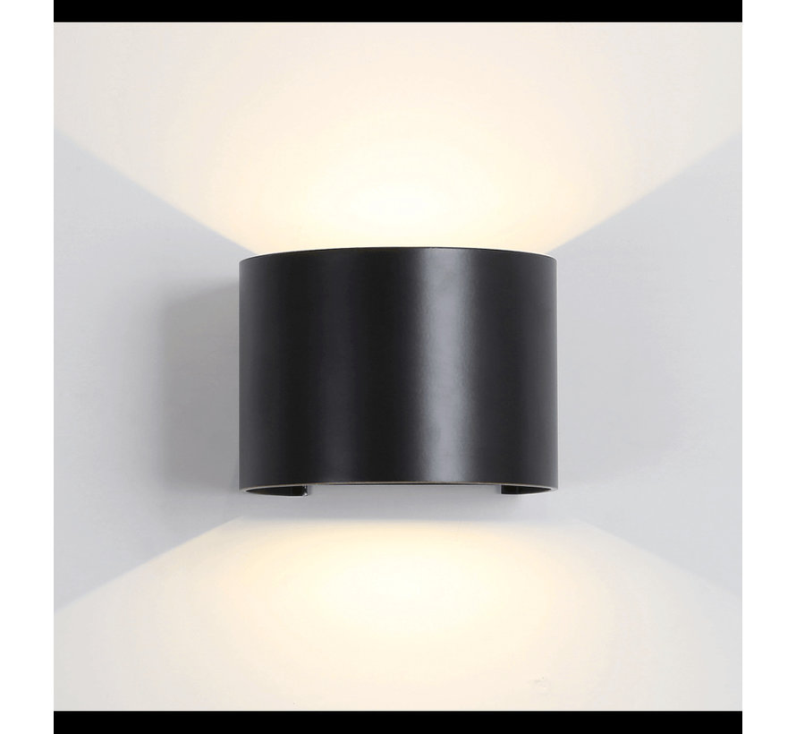 LED wandlamp zwart 12W - Waterdicht met instelbare stralingshoek - Muurlamp Rond IP65 3000K