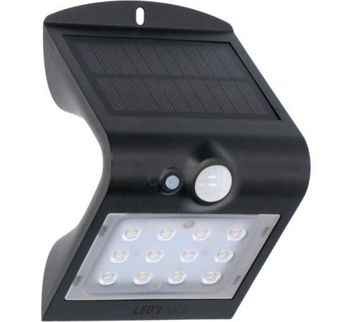 LED's light Solar buitenlamp - schijnwerper - Kyoto 1,5W 220lm 3000K IP65 - sensor - Zwart