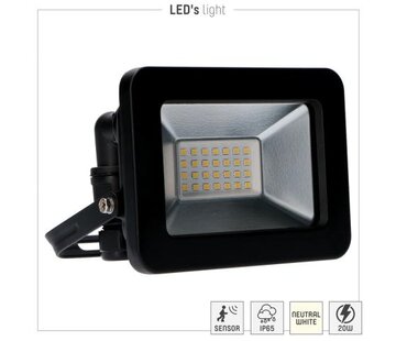 LED's light Floodlight - 20W 2200lm 4000K IP65 - Sanan LED - Zwart