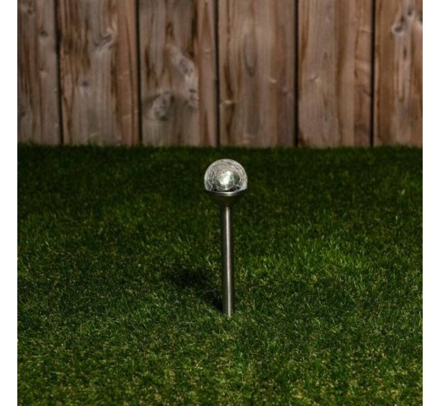 Solar buitenlamp - lamp met grondspies 1lm 6500K IP44 - sensor - Roestvrijstaal