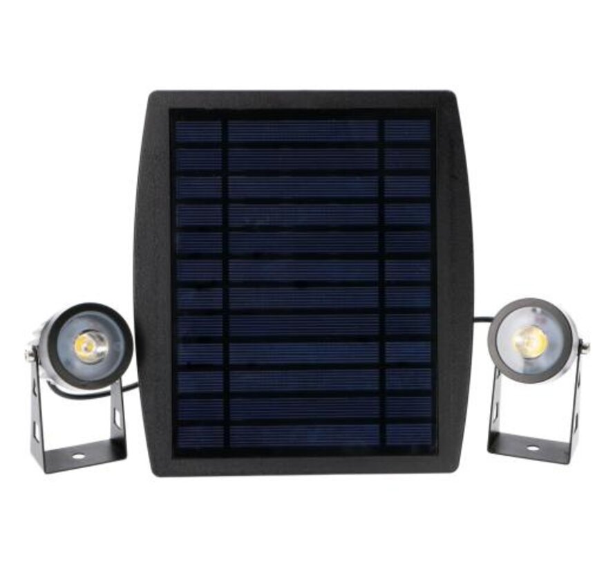 Solar buitenlamp - lamp met grondspies - Hollywood 1,5W 140lm 3000K IP65 - sensor - Zwart