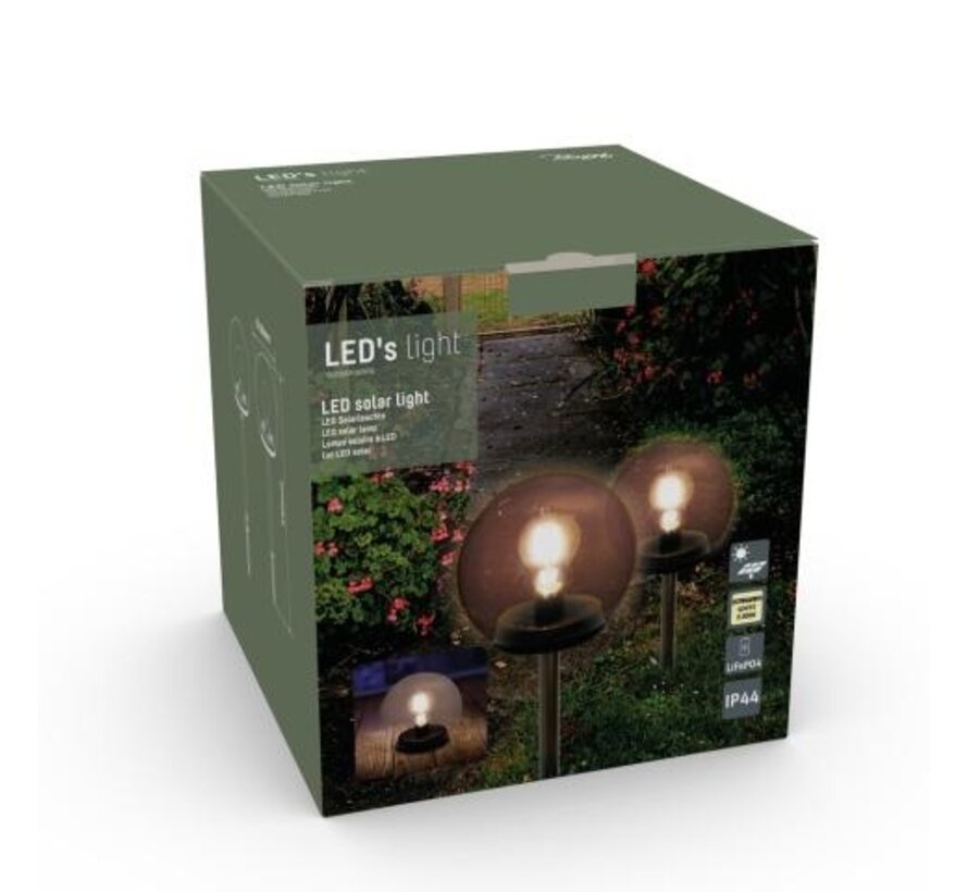 Solar buitenlamp - lamp met grondspies - Benoni - 2000K IP44 - sensor – Zwart