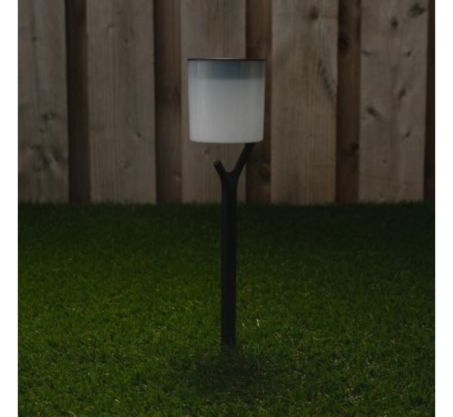 Solar buitenlamp - lamp met grondspies - Kathlehong - 2700K IP44 - sensor - Wit