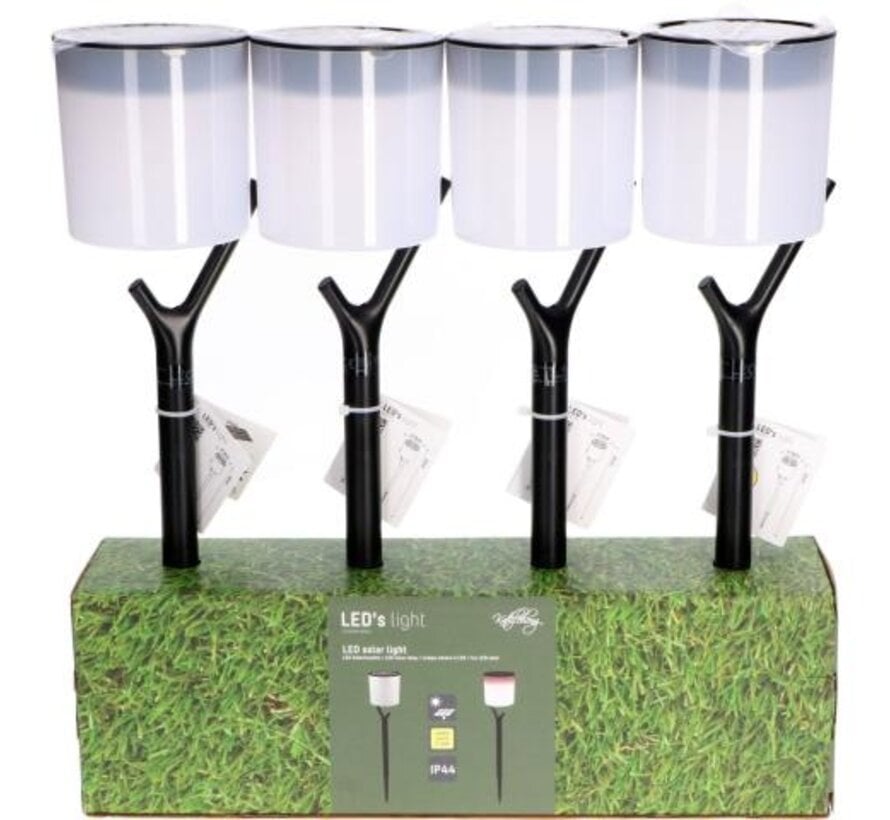 Solar buitenlamp - lamp met grondspies - Kathlehong - 2700K IP44 - sensor - Wit