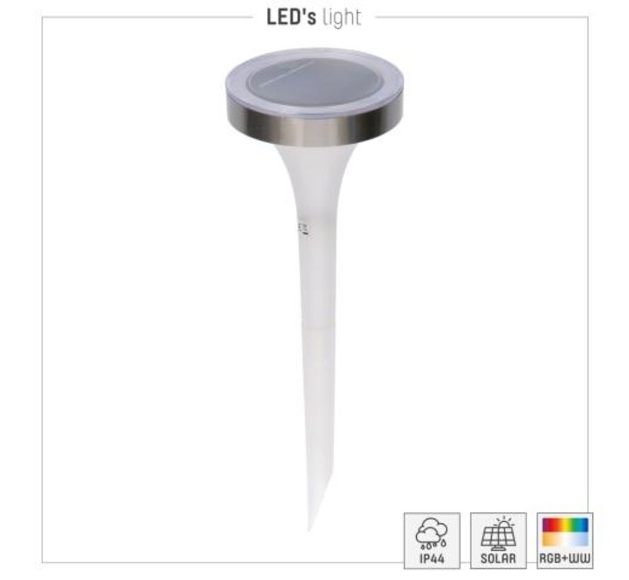 Solar buitenlamp - lamp met grondspies - Randburg - 2700K IP44 - sensor - Wit