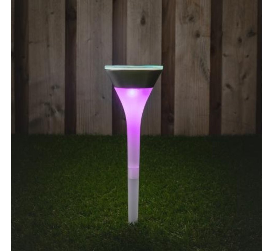 Solar buitenlamp - lamp met grondspies - PortElizabeth 1lm 2700K IP44 - sensor - Wit