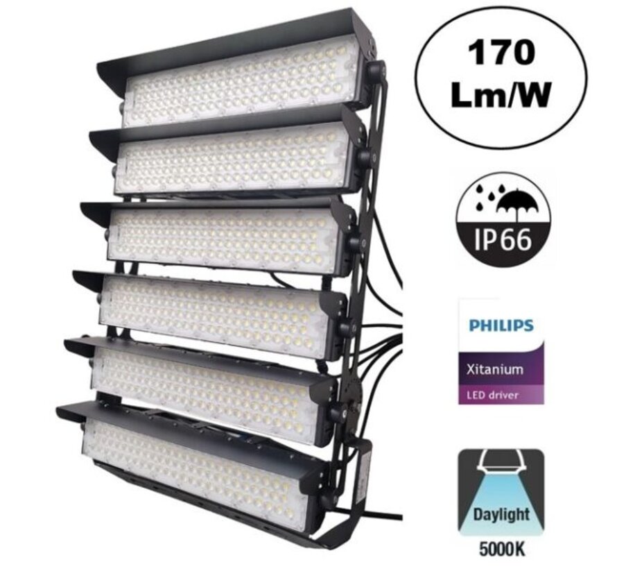 LED Sportveldverlichting 1500W 90 graden - 5 jaar garantie - IP66 - 5000K