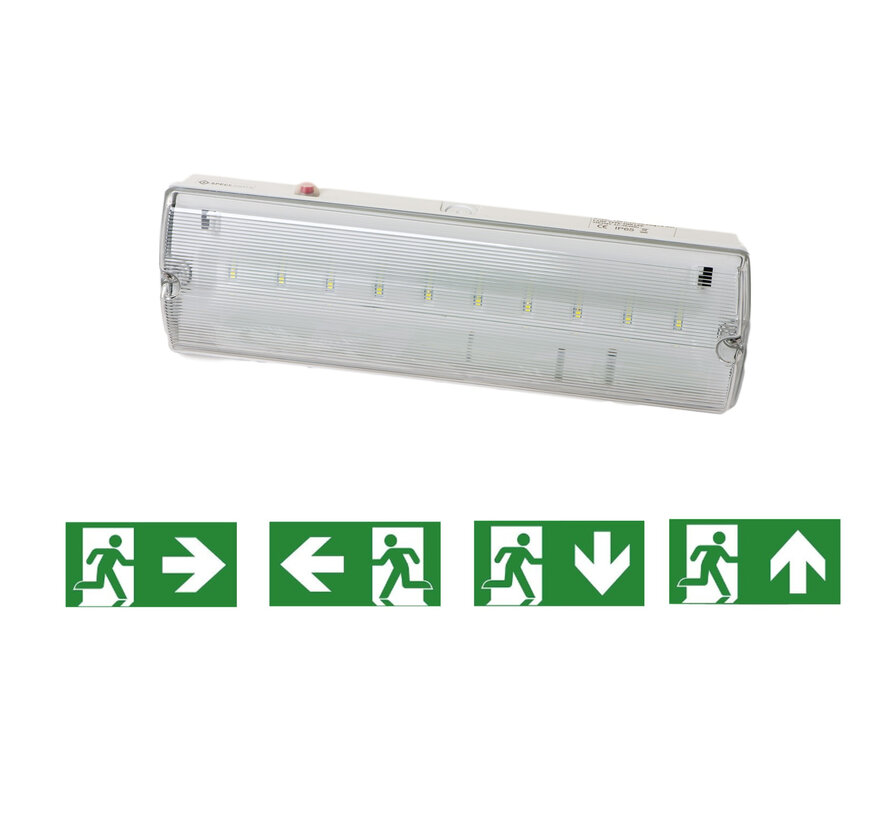 LED Noodverlichting Vluchtwegverlichting 3W IP65 Waterdicht - Inclusief Pictogrammen