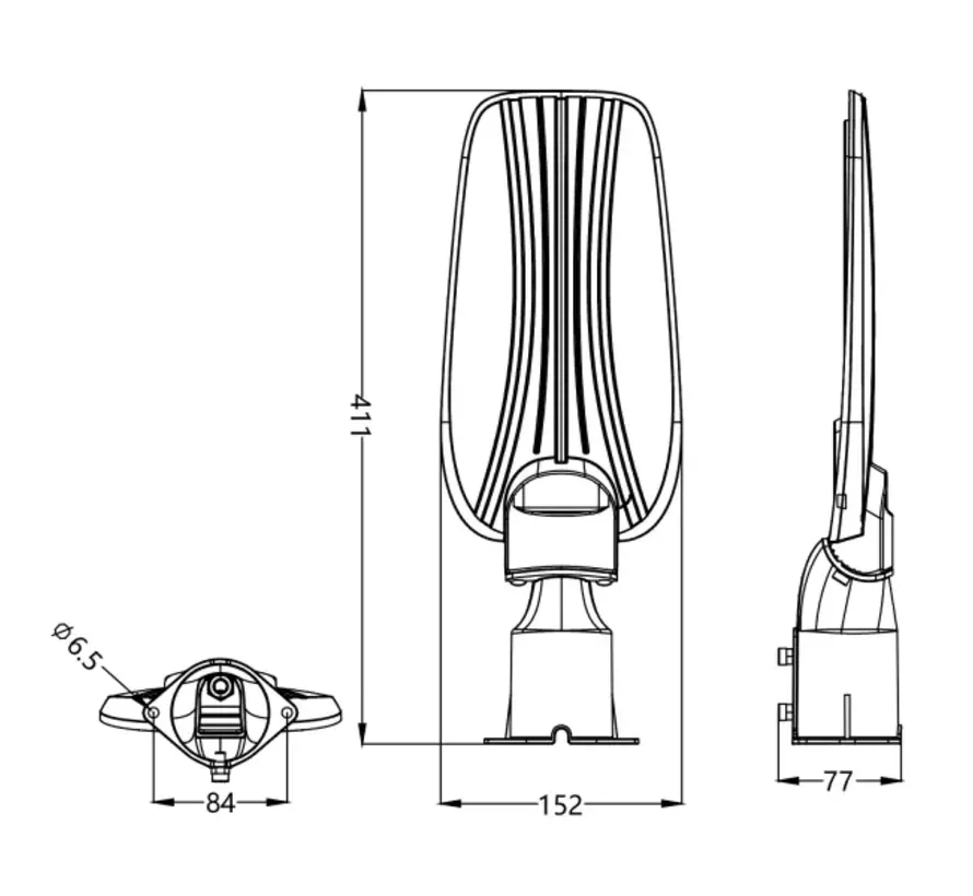 LED Straatlamp 50W - 6000K - Verstelbare arm 220° - Paaltop/Muurbevestiging - 4500 Lumen - 5 Jaar Garantie