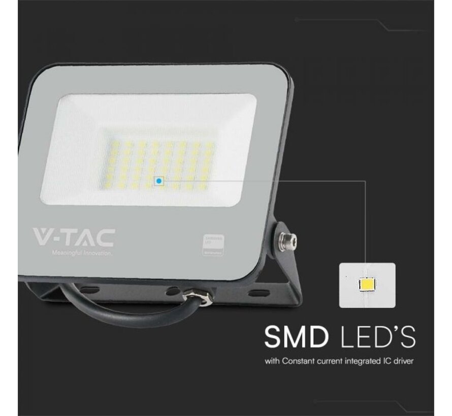 V-TAC 30W Floodlight met Samsung Chip en 1M Draad - 6500K - Zwart