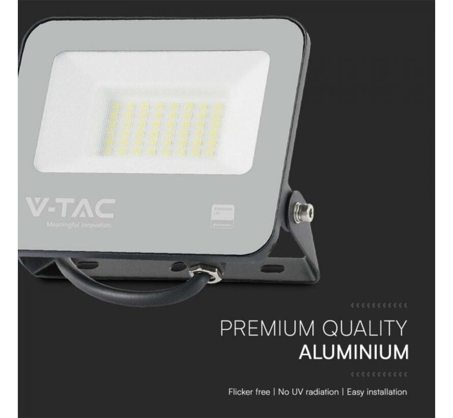 V-TAC 30W Floodlight met Samsung Chip en 1M Draad - 6500K - Zwart