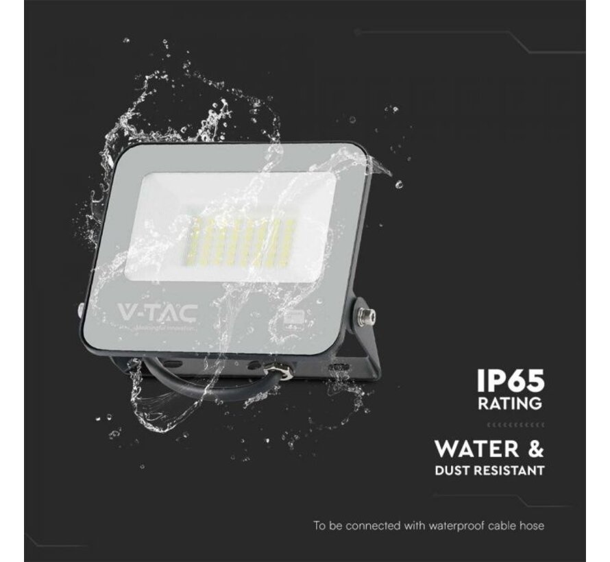 30W V-TAC Floodlight met Samsung Chip - 1M Draad - 4000K - Zwart