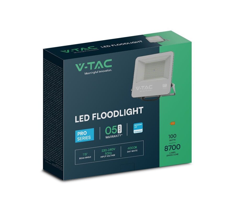 100W LED Floodlight met Samsung Chip - 4000K - Zwart