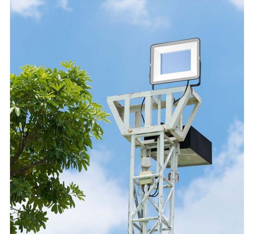 V-TAC 200W Floodlight met Samsung Chip, 1m Kabel, 6500K, Zwart Body, Grijs Glas