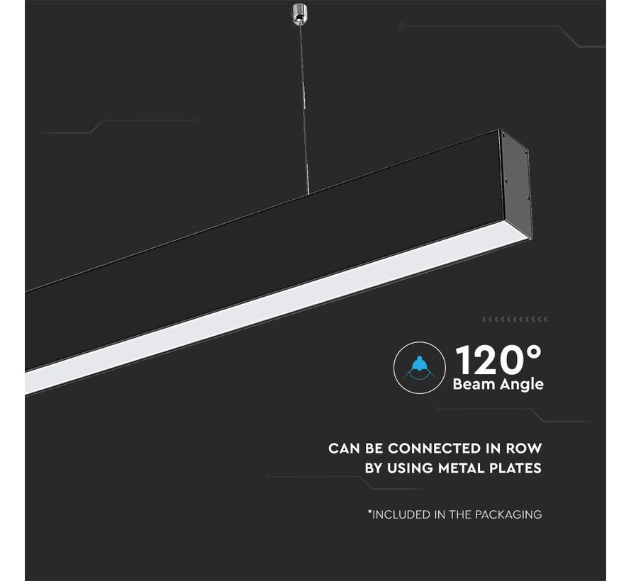 40W LED Lineaire Hanglamp met Samsung Chip en 6400K Lichtkleur in Zwart