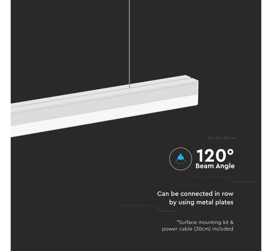V-TAC 40W LED Lineaire Verlichting 6500K - Wit Lichaam voor Commerciële en Residentiële Toepassingen