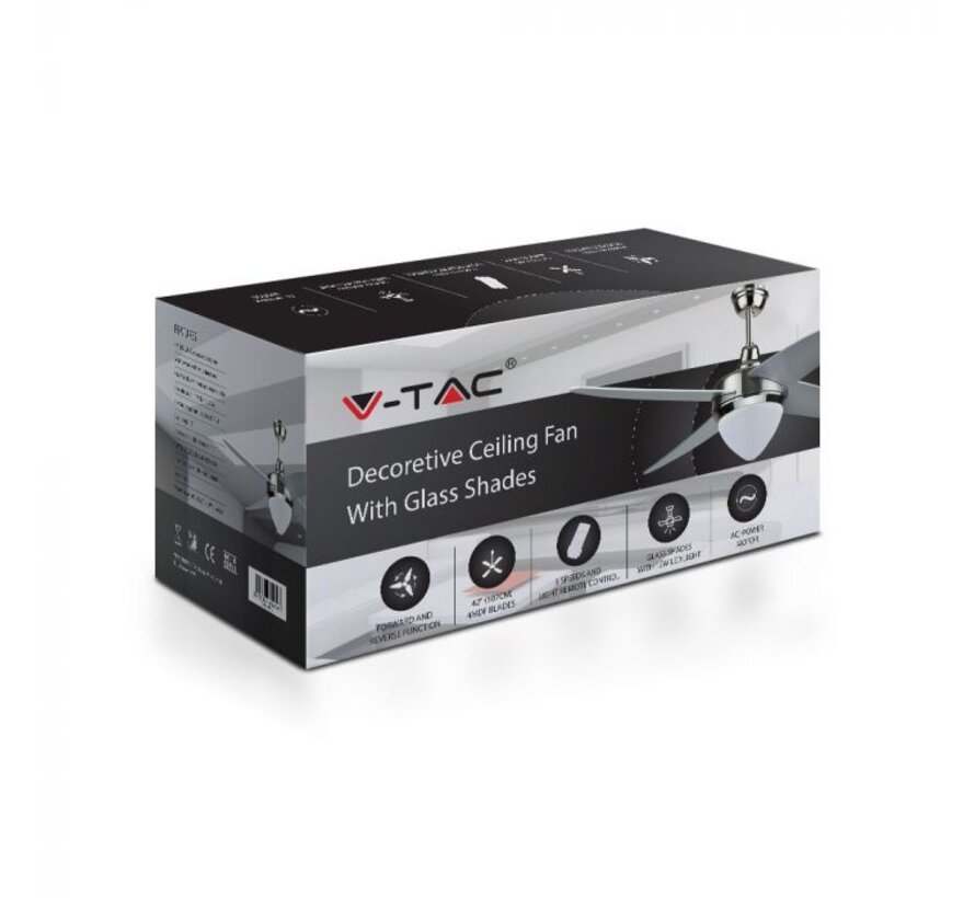 V-tac 60W LED Plafondventilator met RF-besturing - 4 Bladen en AC Motor