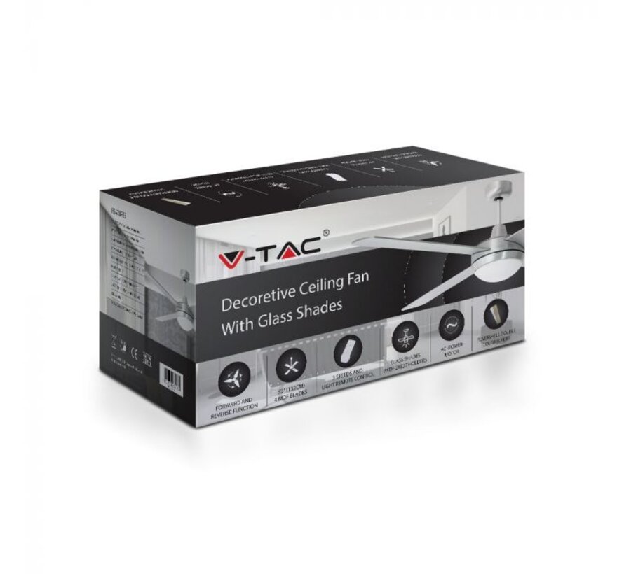 60W LED Plafondventilator met Lichtkit en RF Controle - 4 Bladen - AC Motor