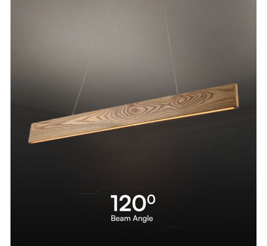 V-tac 24W LED Hanglamp met Houtafwerking en 3000K Warm Wit Licht