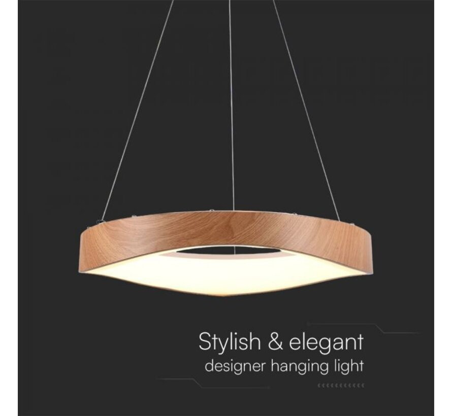 VT-7974 LED Designer Hanglamp 3000K met Houtafwerking en Witte Body