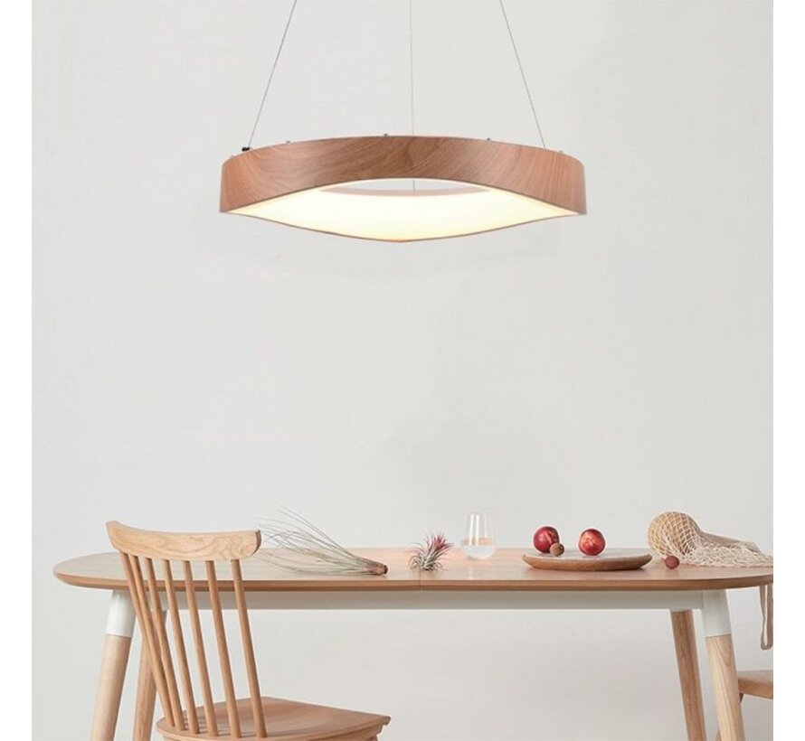 VT-7974 LED Designer Hanglamp 3000K met Houtafwerking en Witte Body