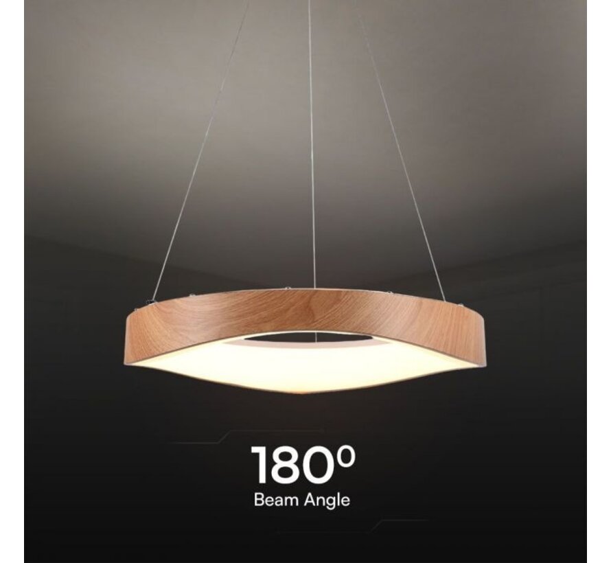 VT-7974 LED Designer Hanglamp 3000K met Houtafwerking en Witte Body