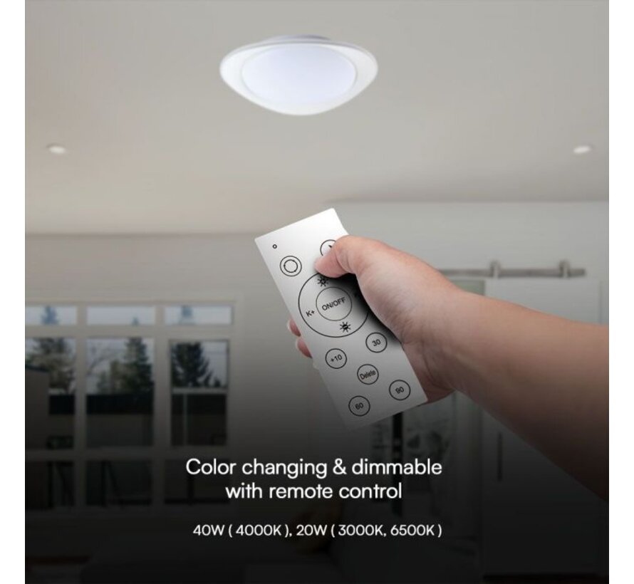 V-TAC LED 20W/40W Designer Domelight met Afstandsbediening - Dimbaar en 3-in-1 Kleurverandering