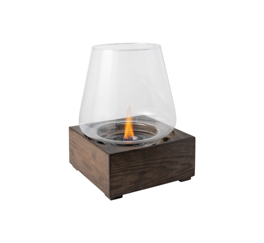 Tenderflame Poppy – 3-lont DonkerEiken Tafelhaard Ø24×34,2 cm, 500 W Rook- & Geurvrij