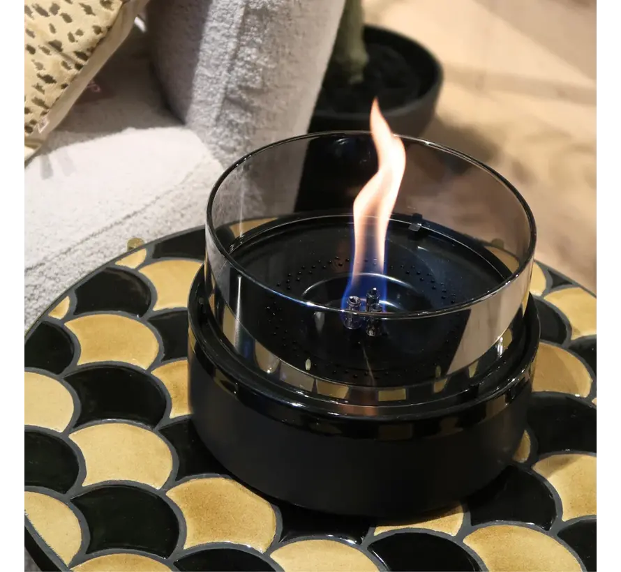 Tenderflame Rosie 18 Black Smoke Ceramic – Ø 19,7 × 13,8 cm Porselein & Smoke Glass Tafelhaard, 500 W Rook- & Geurvrij